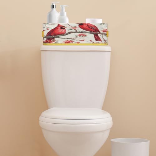 Skonsati Cardinal Birds Toilet Paper Storage Basket with Handles