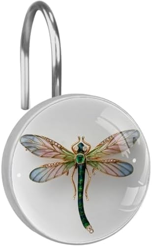 Dragonfly Gemstone Shower Curtain Hooks Set of 12