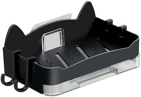 Self Draining Soap Dish Holder Black Wall Mounted
