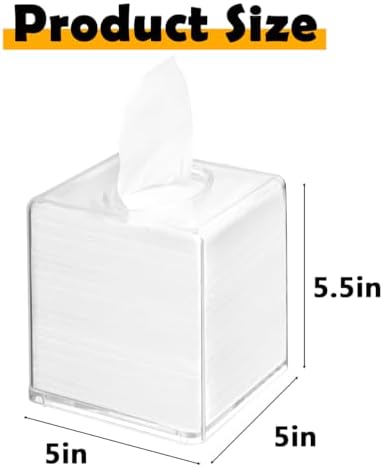 Voittozege 2 Pack Clear Acrylic Tissue Boxes 5x5x55 Inch