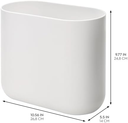 iDesign Slim Oval Plastic Trash Can - White