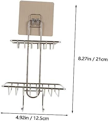 Alipis Double-Deck Soap Rack with Hooks and Sponge Holder