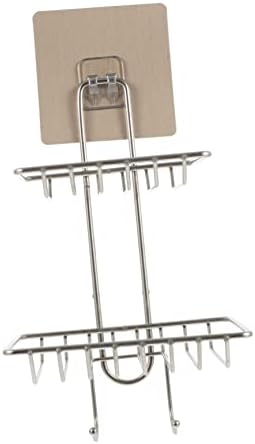 Alipis Double-Deck Soap Rack with Hooks and Sponge Holder