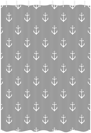 DYNH Nautical Anchor Shower Curtain for RV 47X64 Inches Grey