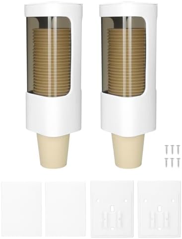 QWORK Wall Mount Paper Cup Dispenser 2 Pack 3-5oz