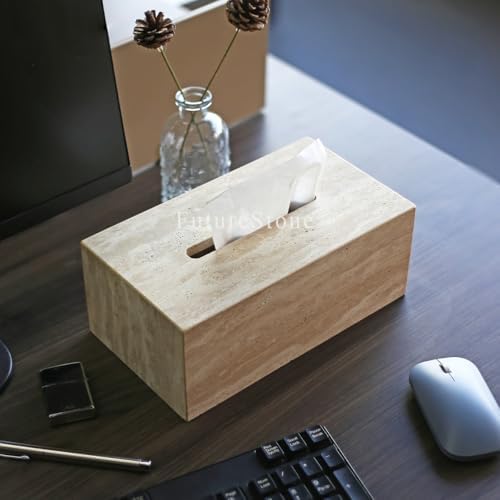 Noble and Light Marble Tissue Box Holder for Bathroom and Office