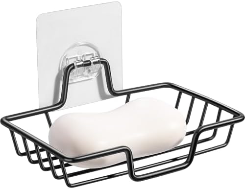 Rainspire Soap Dish Holder No Drilling Black Square