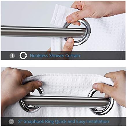 ARICHOMY Waffle Weave Shower Curtain Set 66x74 White