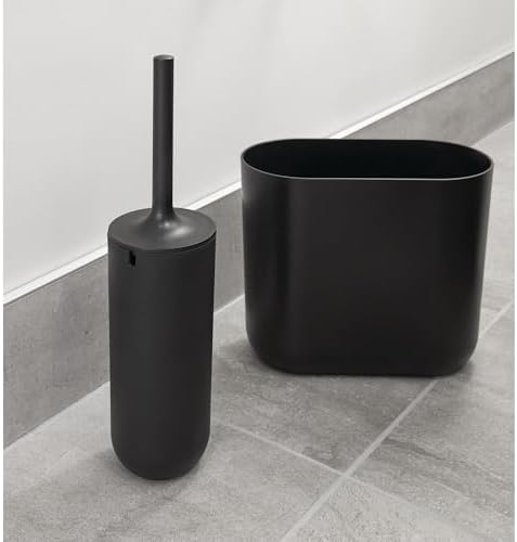 InterDesign Slim Oval Plastic Trash Can Matte Black