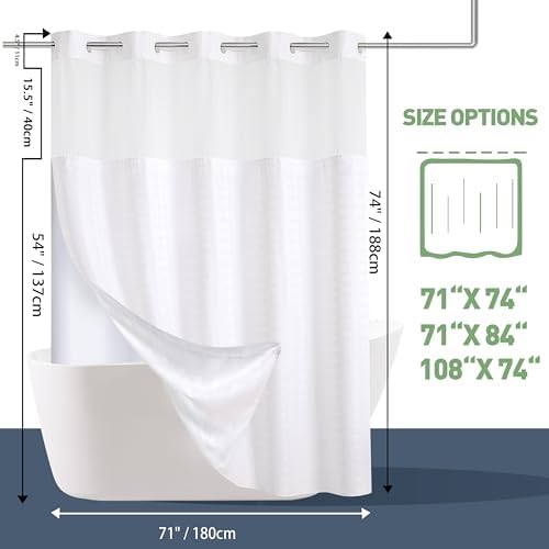 KONZENT Hotel Fabric Shower Curtain with Removable Liner
