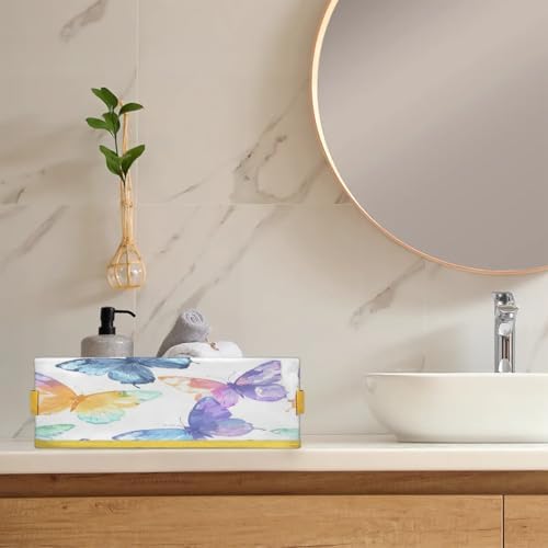 Snatocys Flying Spring Butterflies Toilet Paper Basket with Handles