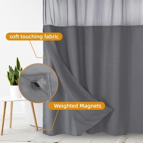 Eachope 1 Pack 70x60 Grey Snap-In Shower Curtain Liner