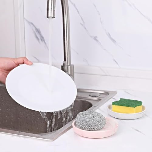 Round Marble Soap Tray with Pink Finish