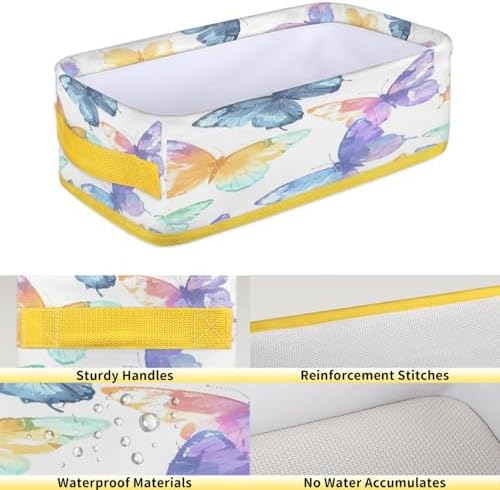 Snatocys Flying Spring Butterflies Toilet Paper Basket with Handles
