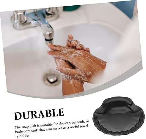 WESIEVYA Black Seashell Soap Holder for Bathroom