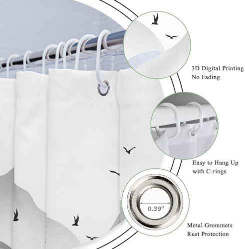 Riyidecor Misty Rainforest Shower Curtain 7 Pack Hooks