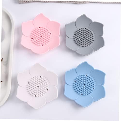 2pcs Luxury Silicone Soap Dish Set Self-Draining Bathroom Holder
