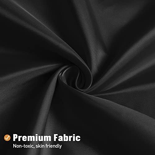 MitoVilla Black Fabric Shower Curtain Liner 72x72 Inches with 12 Plastic Hooks