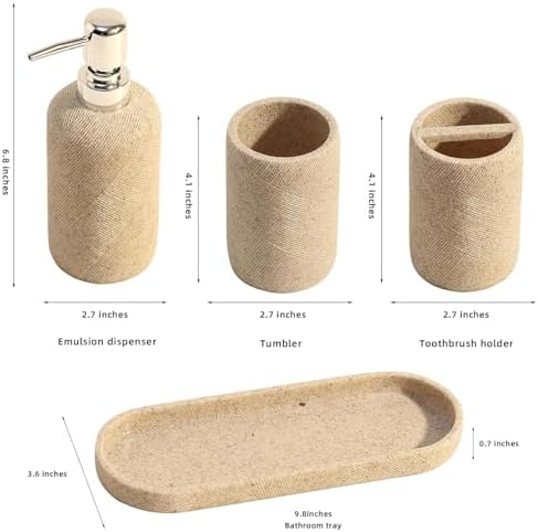 Haocoott Bathroom Accessories Set 4 Pieces Modern Decor Beige