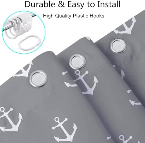 DYNH Nautical Anchor Shower Curtain for RV 47X64 Inches Grey