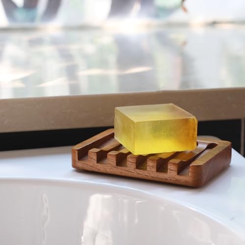 HTB Teak Soap Dish with Slanted Drainage Design