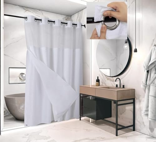 WPM Modern Waffle Weave Shower Curtain Set with Liner and Snap Hooks