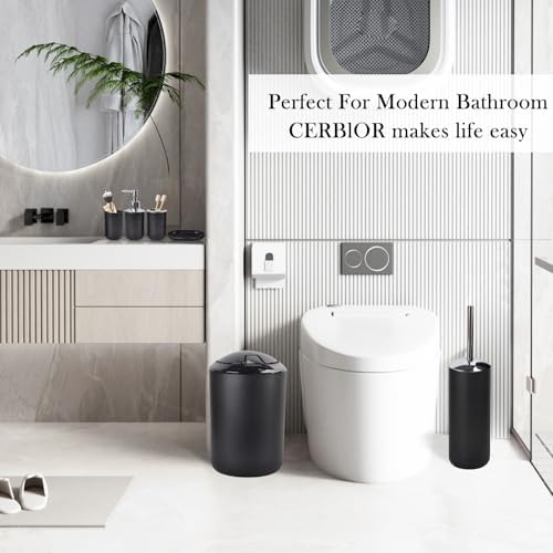 CERBIOR 6 Piece Bathroom Accessory Set Shiny Black