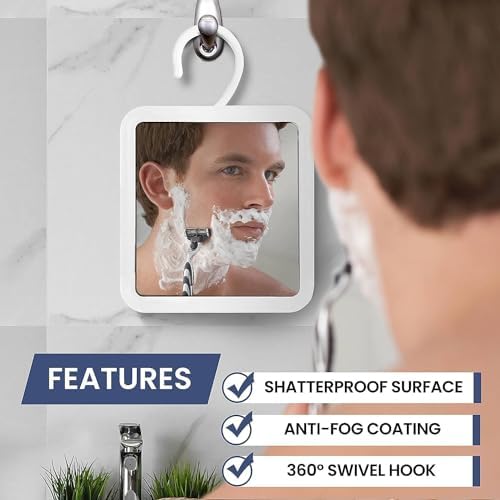Mirrorvana Fogless Shower Mirror with 360 Swivel Hook