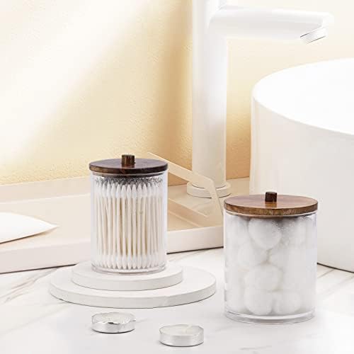 Tbestmax 4 Pack Q-Tip Holder Dispenser with Brown Wood Lids