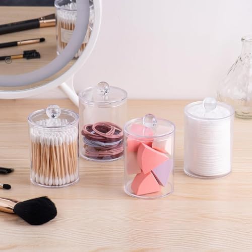 2 Pack Qtip Holder Clear Plastic Dispenser for Bathroom Storage