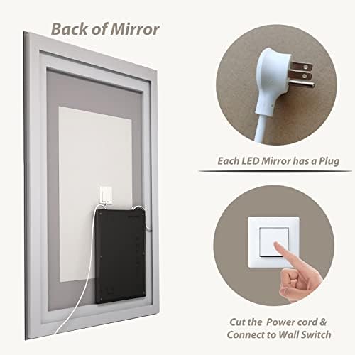 ODDSAN 40x32 Smart LED Bathroom Mirror with Anti-Fog