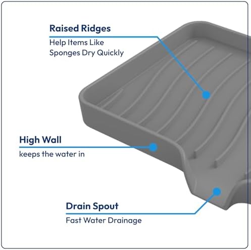 Rymss Large Silicone Soap Dish with Drain Spout