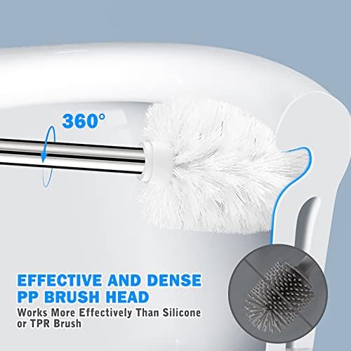 Wsedor Toilet Brush and Holder 2 Pack with Stainless Steel Handle