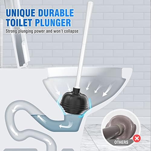 Uptronic Toilet Plunger with Holder - White