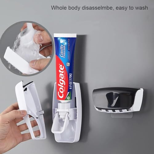 Basedidea Automatic Toothbrush Dispenser with Squeezer and Holder Set