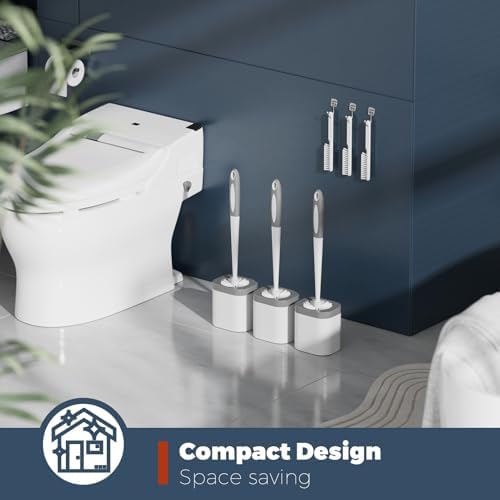 Holaloha Toilet Brush 3 Pack with Holder and Crevice Brushes