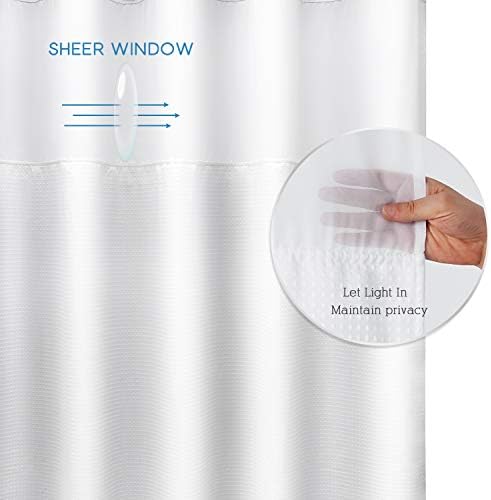 ARICHOMY Waffle Weave Shower Curtain Set 66x74 White