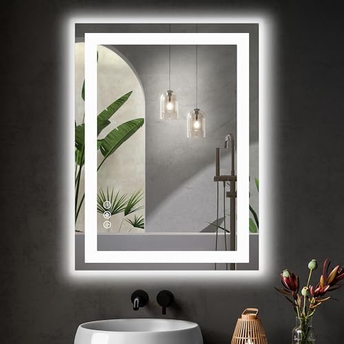 Sweetcrispy 36x28 LED Vanity Mirror with Anti-Fog and Dimmable Light