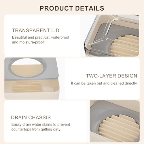 Guaber PET Soap Dish with Drain Rack and Lid 1