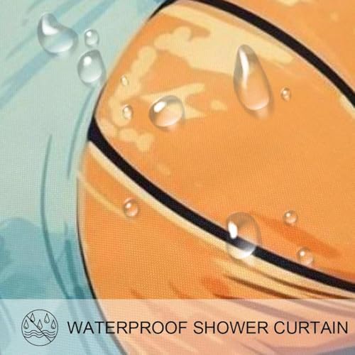 VAPOKF Basketball Shower Curtain Set with 12 Hooks 60x72 Inches