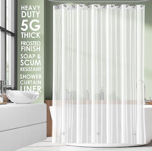 Clara Clark Frosted Shower Curtain Liner with Magnets