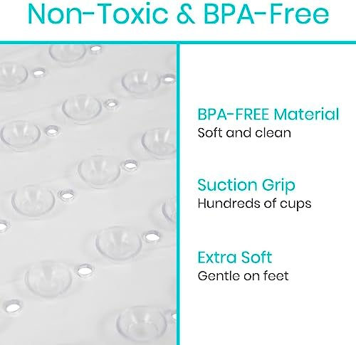 Vive Non-Slip Square Shower Mat with Suction Cups