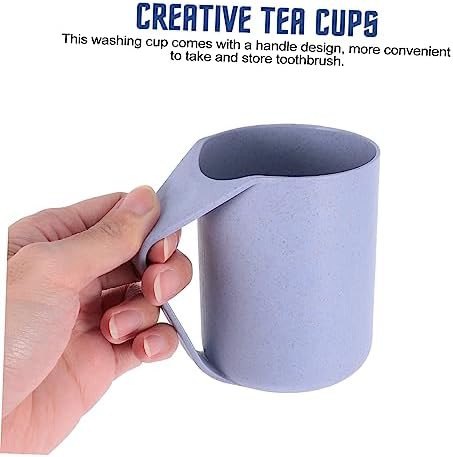 MERRYHAPY 2pcs Wheat Straw Mouthwash Cups for Bathroom and Travel