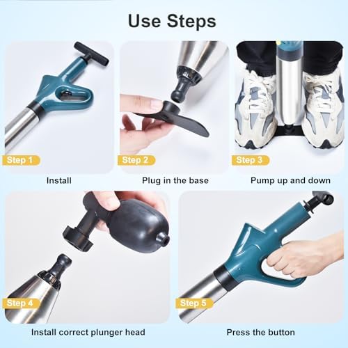 Toilet Plunger with Pressure Indicator for Heavy Clogs