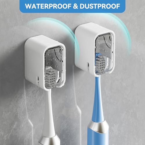 MOPMS Wall Mounted Toothbrush Holder 2PCS with Cover