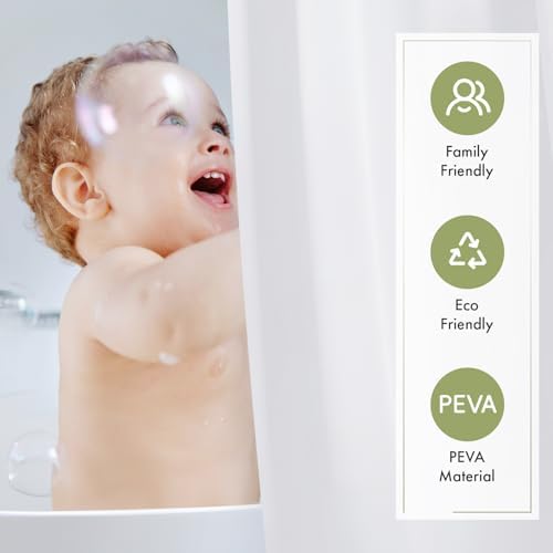 Amazer White Waterproof Shower Curtain Liner with Magnets