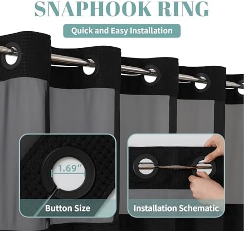 Black Waffle Wave Shower Curtain Liner Set
