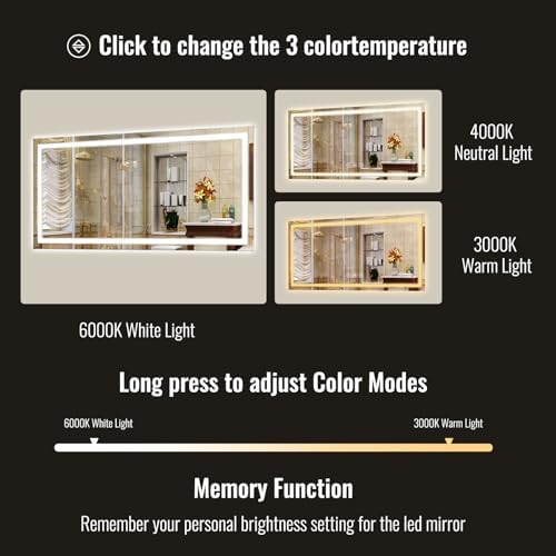 Easly 30x55 Inch LED Bathroom Mirror with Anti-Fog and Dimming