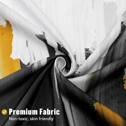 MitoVilla Abstract Black Gold Shower Curtain Set 72x72
