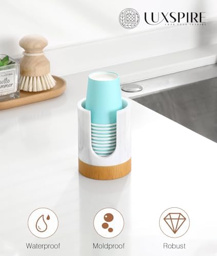 Luxspire Marble Resin Cup Dispenser for Bathroom